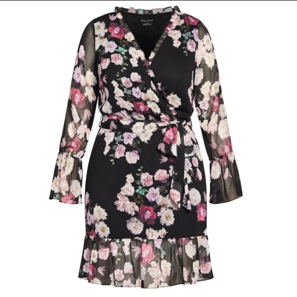 City Chic floral dress with sleeves NWT